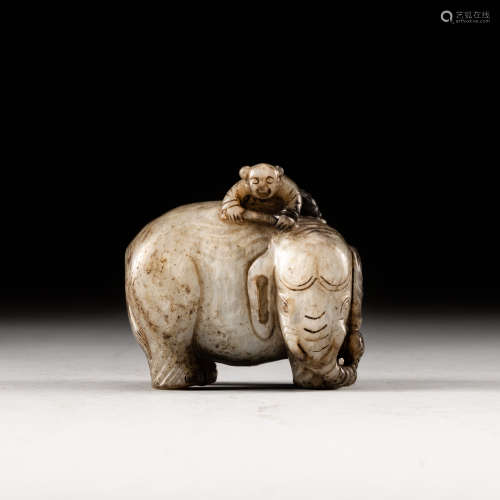 Ming Antique Burnt Jade Elephant