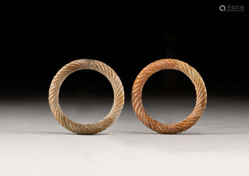 A Pair Of Han Style Antique Jade Bangles