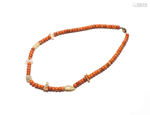 Chinese Antique Coral Like Necklace