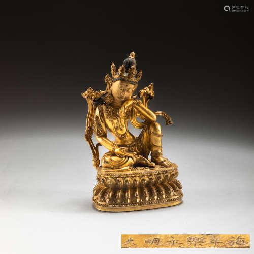 Ming Antique Yongle Mark Gilt Bronze Buddha