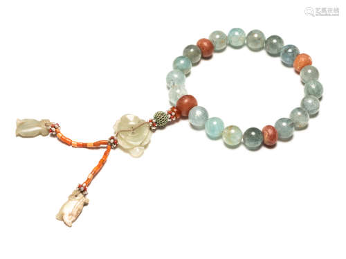 19th Antique Aquamarine Prayer Beads