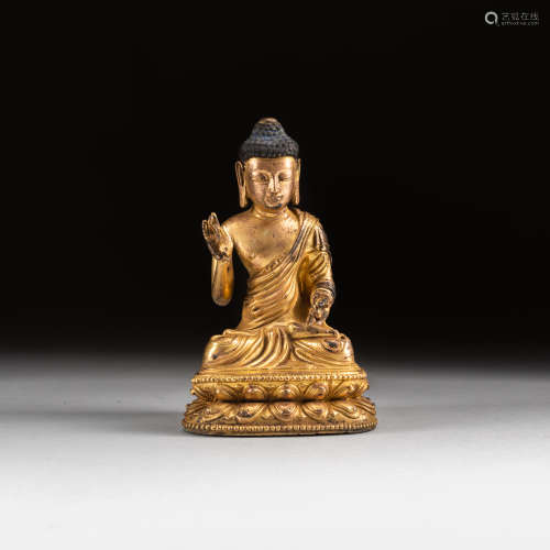 18-19th Sino Tibetan Antique Gilt Bronze Buddha