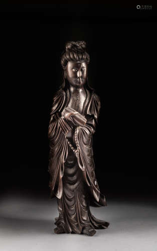 Large Republic Period Rosewood Figure Guanyin
