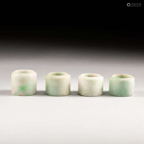 Set Of Four 18-19th Antique Jadeite Thumb Rings