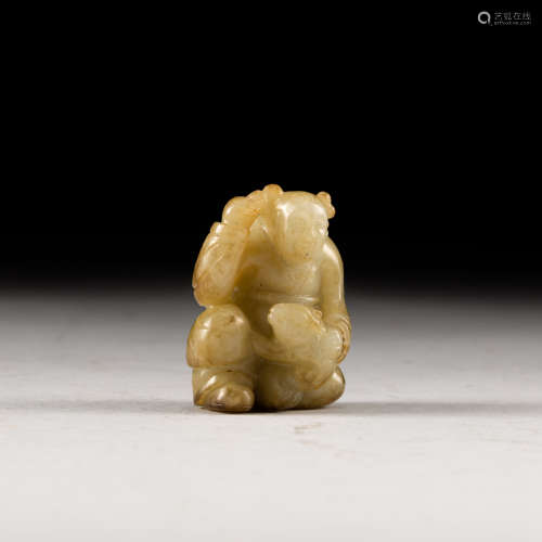 Antique Yellow Color Jade Boy