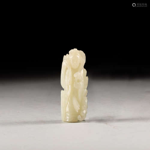 19th Antique White Jade Figure