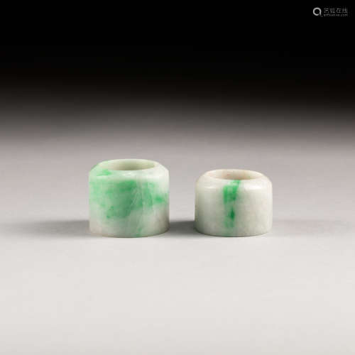 Two 19th Antique Jadeite Thumb Rings