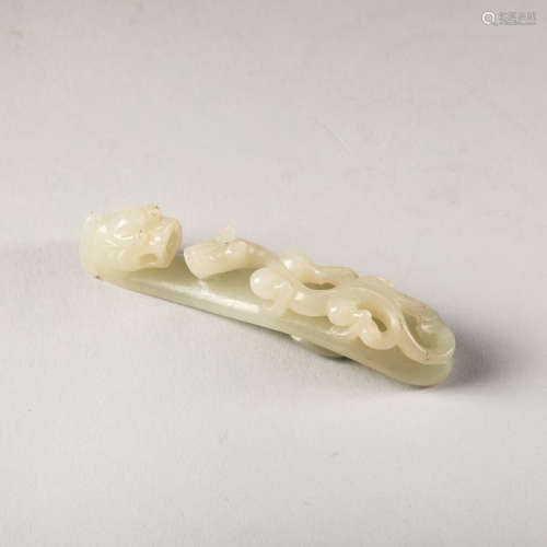 18th Antique White Jade Belt-hook