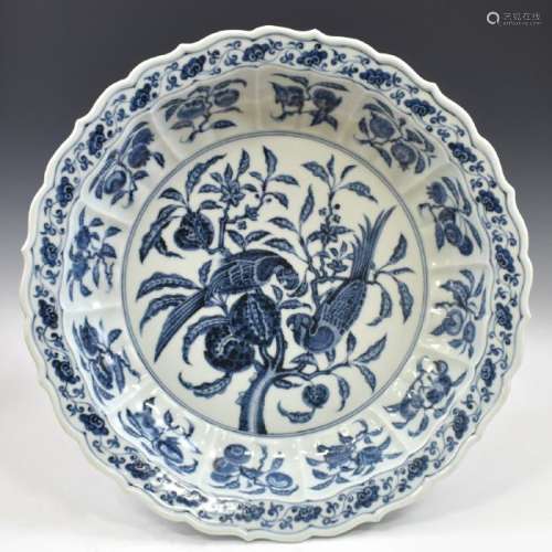 XUANDE CHARGER WITH PARROTS & POMEGRANATE MOTIF