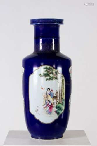 FINE COBALT BLUE W/ GILT OPEN FACE VASE