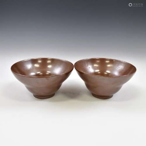 PAIR QIANLONG ZIJIN GLAZED BOWL