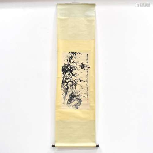 CHINESE SCROLL PAINTING OF BAMBOO SPRIGS