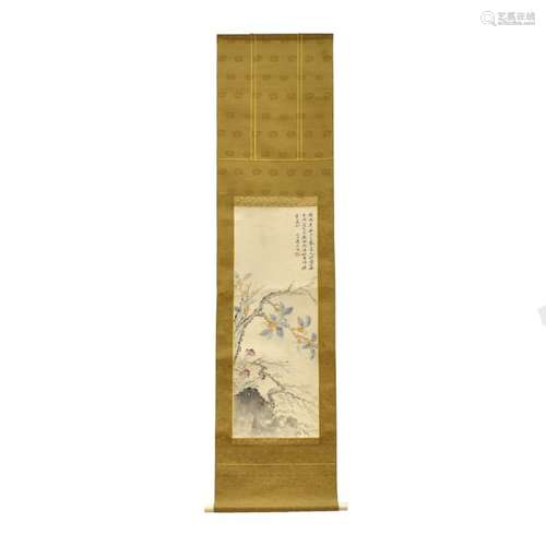 CHINESE SCROLL PAINTING OF FLOWERING TREE