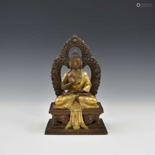 18TH C QING GILT BRONZE AMOGASIDDHI BUDDHA