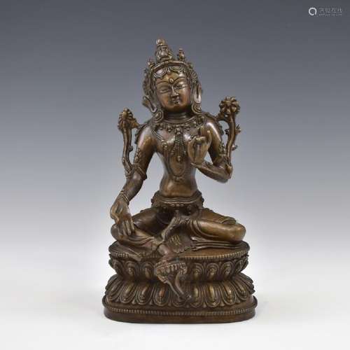 QING BRONZE BODHISATTVA GREEN TARA