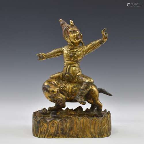 18TH C QING GILT BRONZE BUDDHA VIRUPA