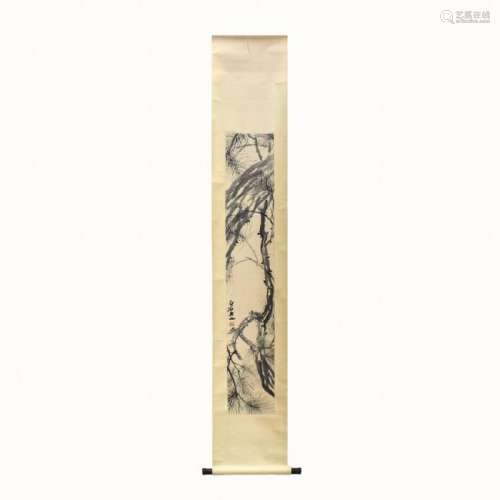 CHINESE SCROLL PAINTING OF PINE TREE