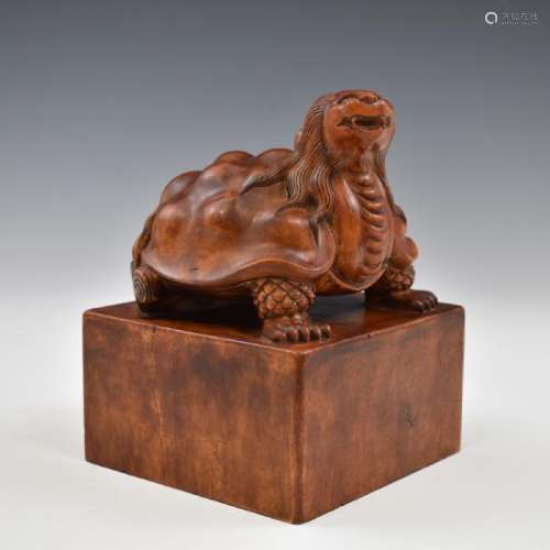 QING DYNASTY CARVED HUANGYANG WOOD SEAL
