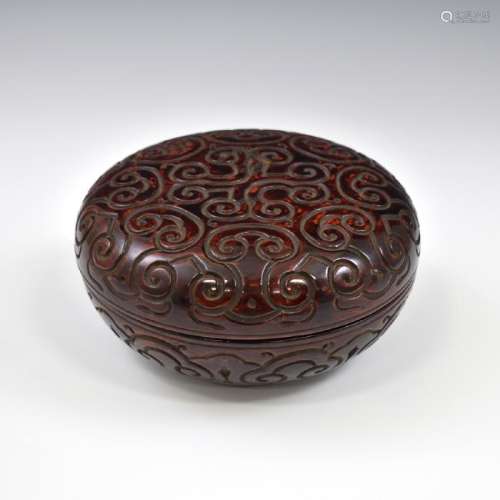 CHINESE CARVED TIXI LIDDED BOX