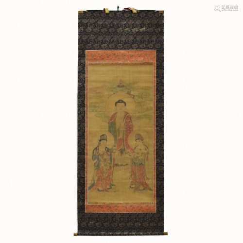 CHINESE SILK PAINTING OF GUANYIN