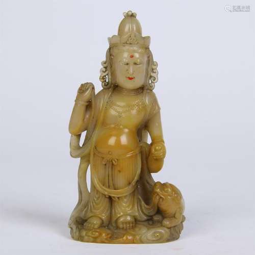 CHINESE SOAPSTONE STANDING BUDDHA