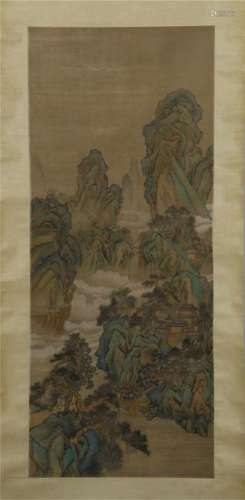 CHINESE SCROLL PAINTING OF MOUNTAIN VIEWS