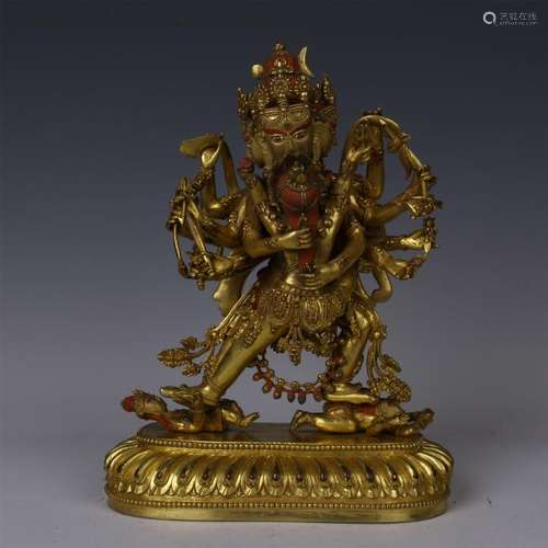 TIBETAN GILT BRONZE STANDING BUDDHA