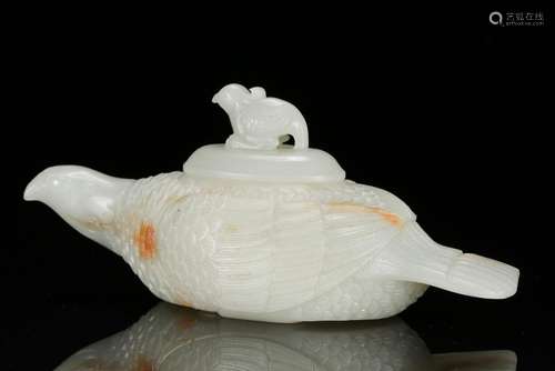 CHINESE WHITE JADE BIRD SHAPED WATER POT