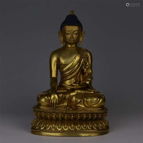 CHINESE GILT BRONZE SEATED SAYKAMUNI