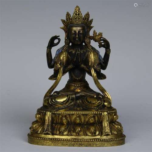 CHINESE GILT BRONZE SEATED TARA