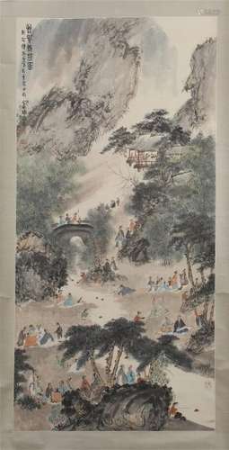 CHINESE SCROLL PAINTING OF MOUNTAIN VIEWS