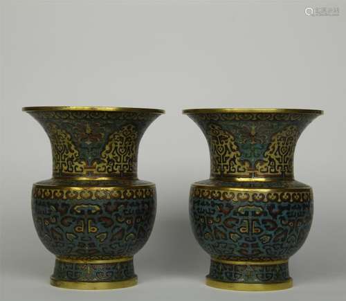 PAIR OF CHINESE CLOISONNE VASES