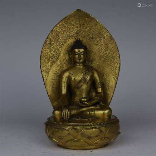 TIBETAN GILT BRONZE SEATED SAYKAMUNI