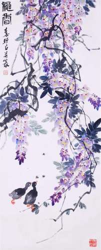 CHINESE SCROLL PAINTING OF BIRD AND FLOWER