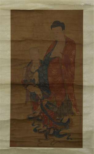 CHINESE SCROLL PAINTING OF LOHAN