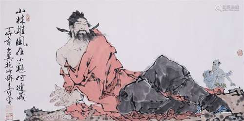 CHINESE SCROLL PAINTING OF SEATED MAN