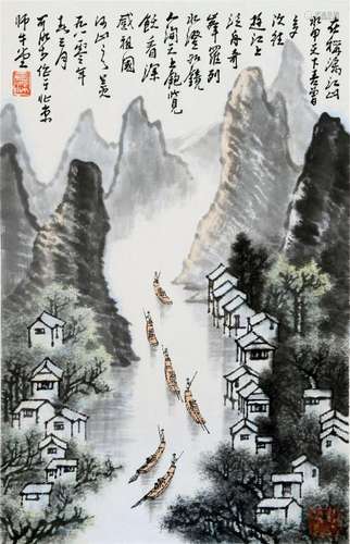 CHINESE SCROLL PAINTING OF MOUNTAIN VIEWS