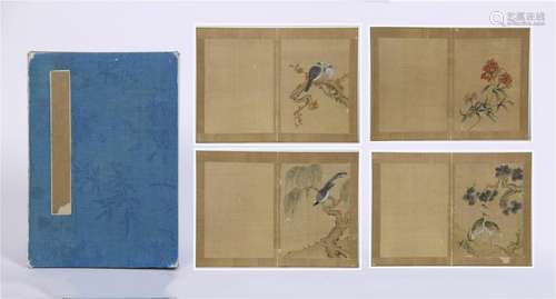 NINE PAGES OF CHINESE ALBUM PAINTING OF BIRDS AND