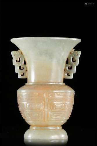 CHINESE JADE GU VASE