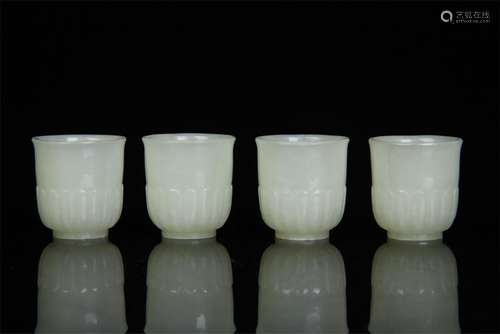 FOUR CHINESE JADE CUPS