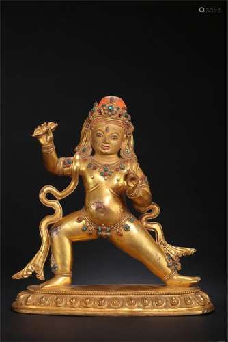 TIBETAN GILT BRONZE STANDING BUDDHA