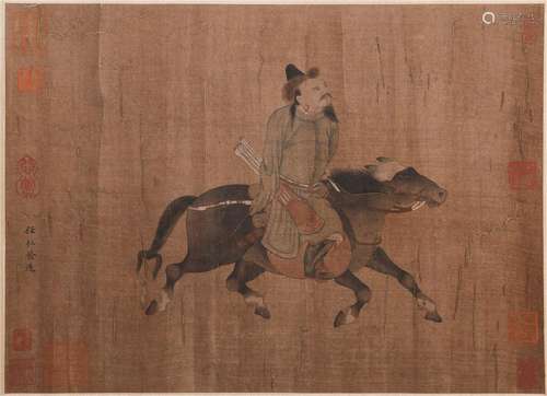 CHINESE SCROLL PAINTING OF HORSE MAN