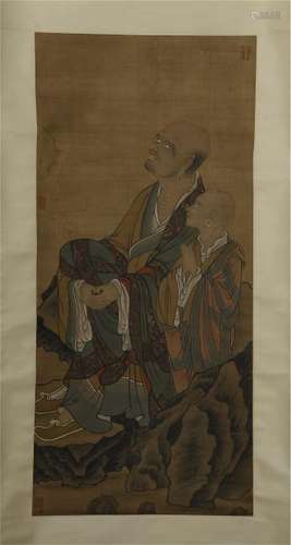 CHINESE SCROLL PAINTING OF LOHANS