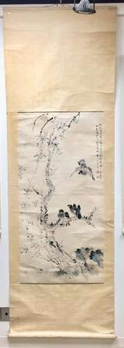 Large ink and colour painting scroll by Ding Bao Shu