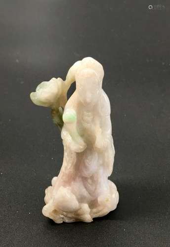 A jadeite carved figure of Guanying