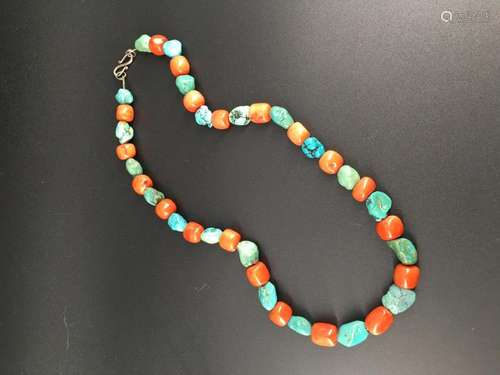 A coral/turquoise necklace