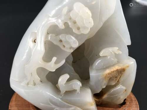 A white jade carved scholar table ornament