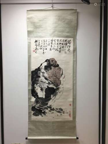 Ink and colour painting scroll by Shan Bo Qin