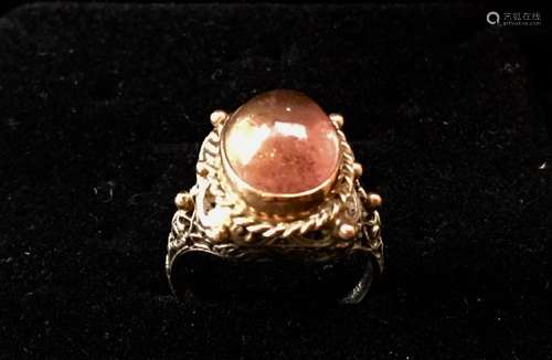 A pink tourmaline silver ring