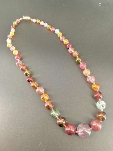 A natural multi-colour tourmaline beads necklace